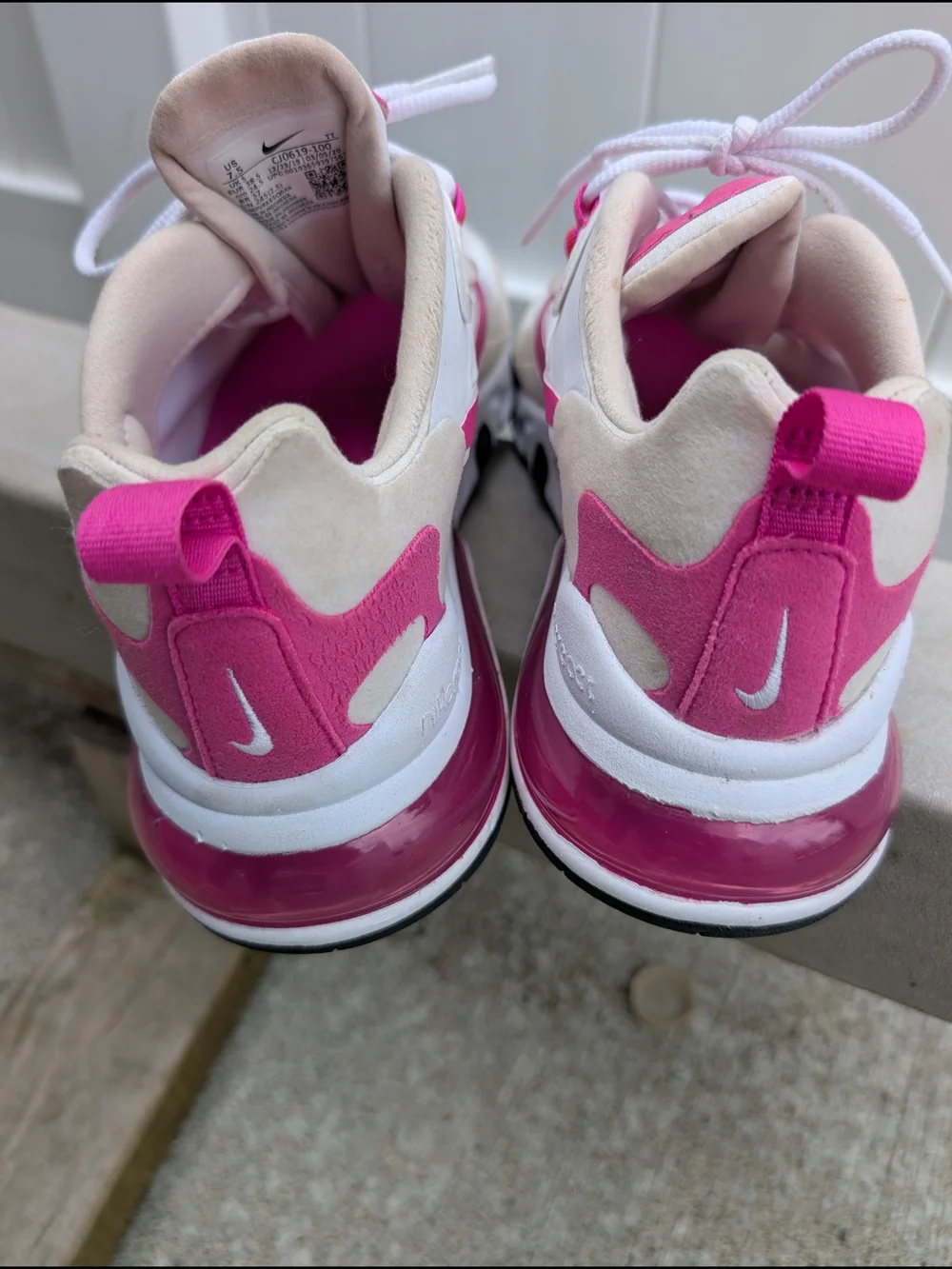 Nike React Element 55 White & Pink Sneakers
